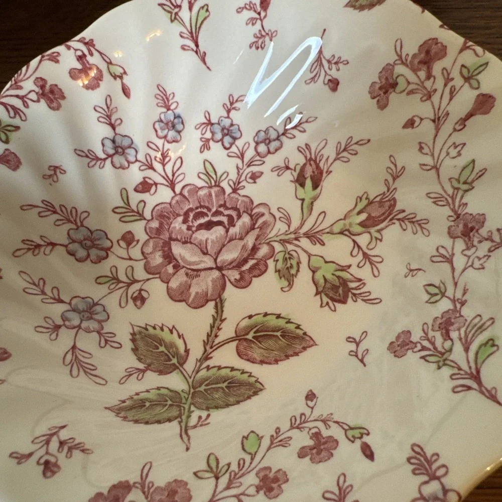 Vintage Johnson Brothers Rose Chintz Square Cereal Bowl Set Of 4